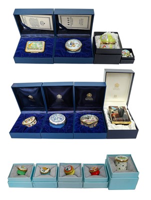 Lot 153 - Halcyon Days Enamels, twenty one boxes and...