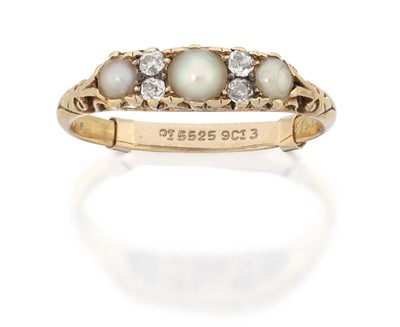 Lot 2023 - A Split Pearl and Diamond Ring