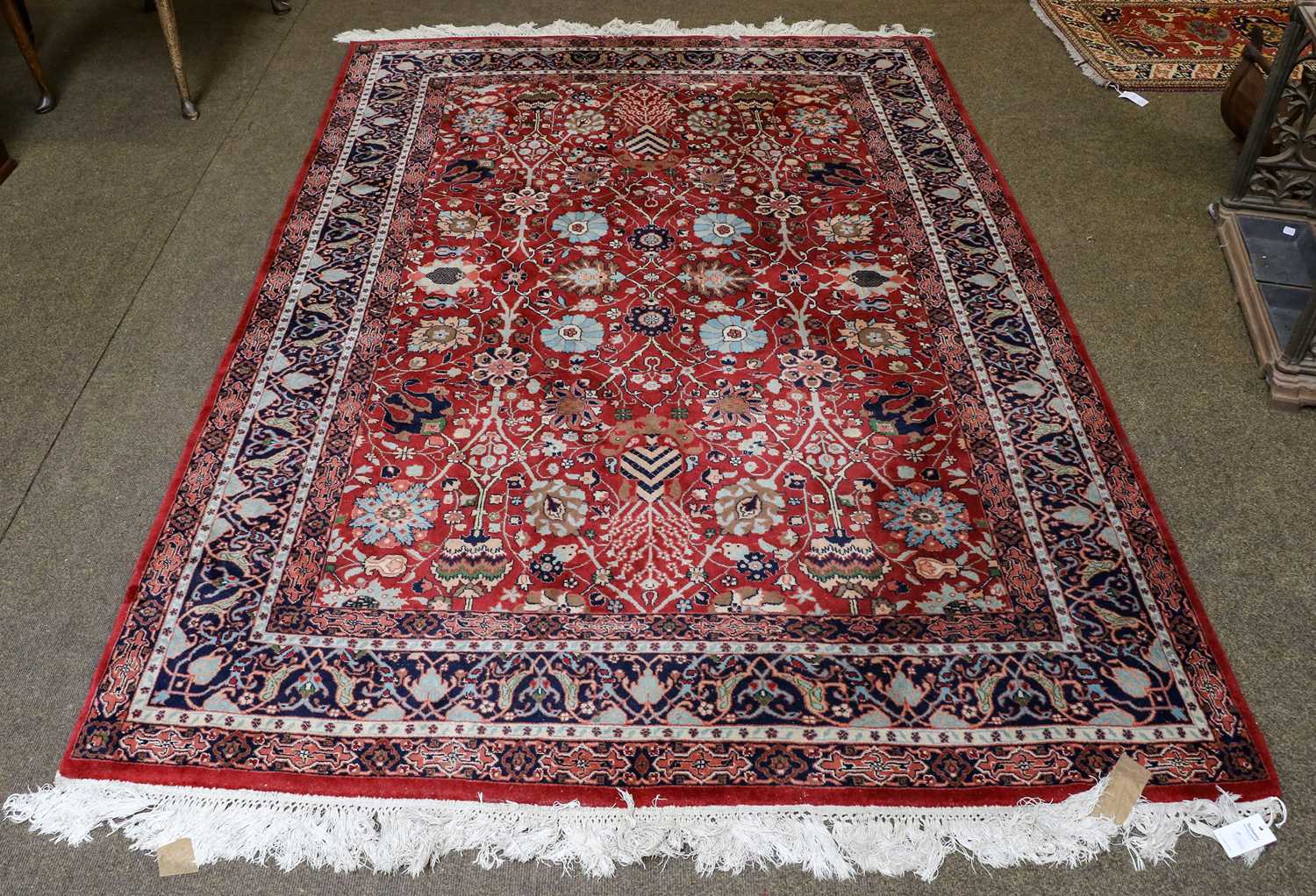 Lot 1010 - Indian Rug, The brick-red field of Shah Abbas,...