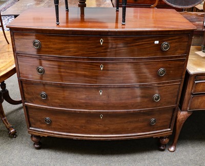 Lot 1372 - A Regency Mahogany and Pine-Lined Bowfront...