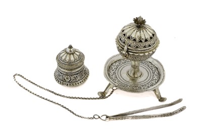 Lot 18 - An Omani Incense-Burner With Tongs, the burner...