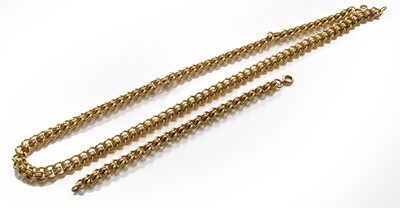 Lot 219 - A fancy link chain, clasp stamped '9CT',...