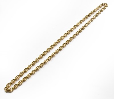 Lot 204 - A 9 carat gold fancy link chain, length 77cm...