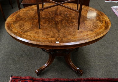 Lot 1237 - A Victorian inlaid burr walnut tilt top loo...