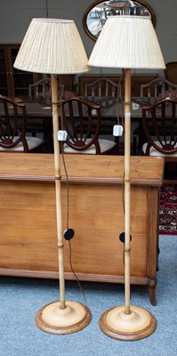 Lot 1185 - A pair of cream painted faux bamboo...