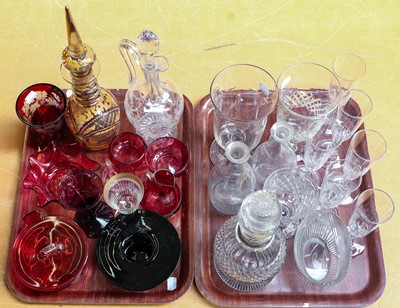 Lot 154 - Cranberry glass, Bohemian glass, and other...