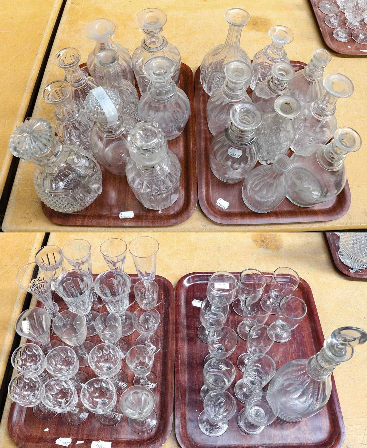 Lot 312 - 19th Century decanters and glasses (four trays)