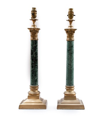 Lot 382 - A Pair of Gilt Metal-Mounted Varigated Green...