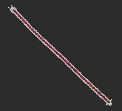 Lot 2354 - A Ruby and Diamond Bracelet