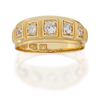 Lot 2063 - A Victorian 18 Carat Gold Diamond Five Stone Ring