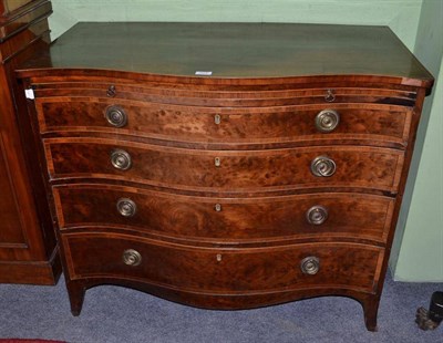 Lot 1173 - A George III Hepplewhite Period Mahogany and Rosewood Crossbanded Serpentine Front Chest of...