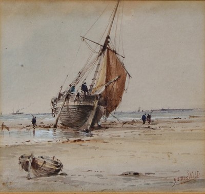 Lot 1034 - James Webb (1825-1895) Waiting for Tide Signed,...