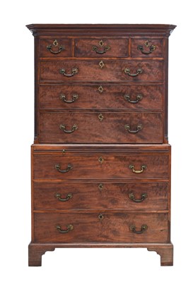 Lot 290 - A George III Mahogany Oak-Lined Chest on Chest,...