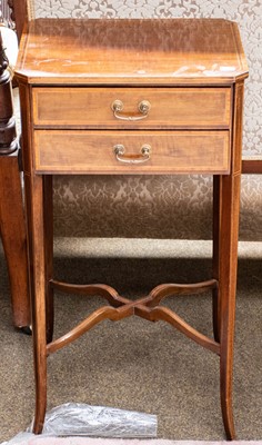 Lot 1276 - An Edwardian mahogany two drawer work table of...