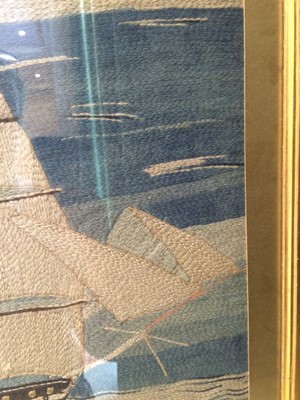 Lot 334 - A Sailor's Woolwork Picture, 19th century,...