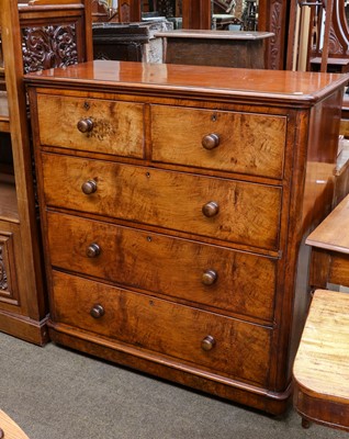 Lot 1302 - A Victorian figured walnut chest of two short...