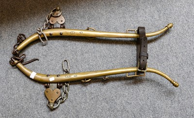 Lot 83 - A pair of brass horse haymes, together with...
