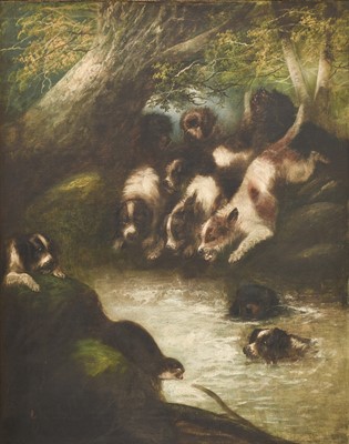 Lot 1045 - Edward Armfield (1817-1896) An Otter hunt...
