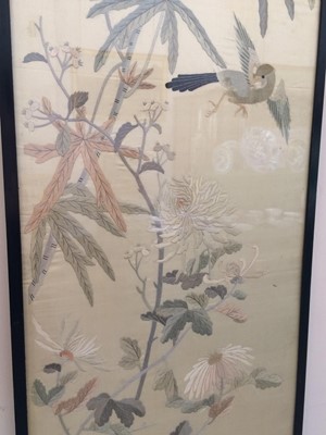 Lot 160 - A Pair of Chinese Embroidered Silk Panels,...