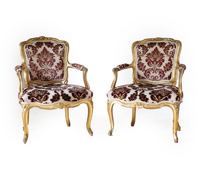 Lot 395 - A Pair of Louis XV Style Giltwood and Gesso...