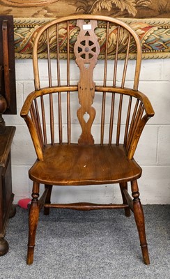 Lot 1151 - A pair of Ash and Elm Windsor chairs with...