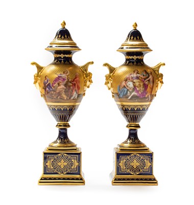 Lot 103 - A Pair of Vienna Porcelain Urn Shaped Vases,...