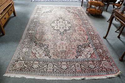 Lot 1118 - Kashmiri silk piled carpet, the faded candy...