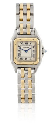 Lot 2342 - Cartier: A Lady's Steel and Gold Wristwatch
