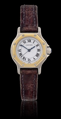 Lot 2383 - Cartier: A Lady's Steel and Gold Automatic Centre Seconds Wristwatch