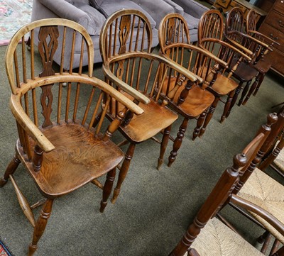 Lot 1255 - A assembled set of six 19th century ash and...