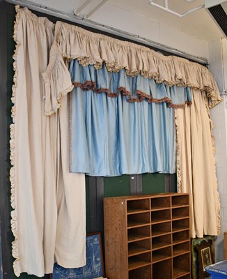 Lot 1118 - Decorative curtains comprising a pair of cream...