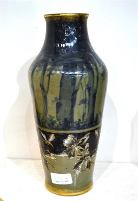 Lot 270A - An amphora R St K Teplitz vase, decorated with butterflies, insects and trees, highlighted in gilt