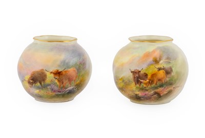 Lot 87 - A Matched Pair of Royal Worcester Porcelain...