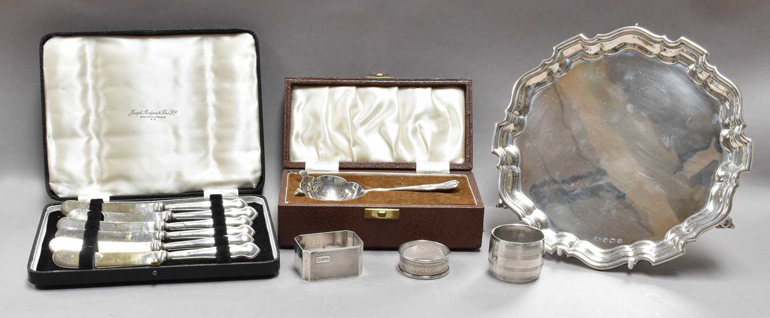 Lot 50 - A Collection of Assorted Silver, comprising: a...