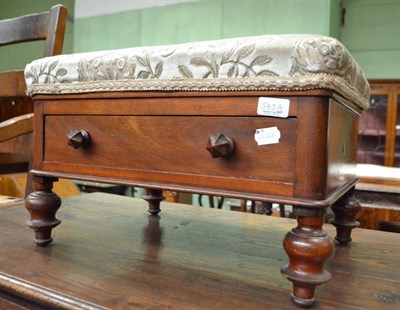 Lot 543A - Victorian footstool with single drawer an upholstered top