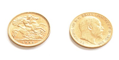 Lot 19 - A half sovereign dated 1906