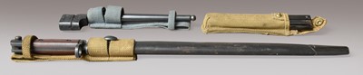 Lot 120 - Bayonet in metal scabbard, stiletto bayonet...