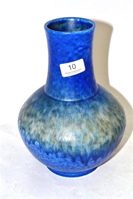 Lot 10 - A Ruskin pottery vase with blue matt glaze, impressed ENGLAND RUSKIN 1930, 26cm
