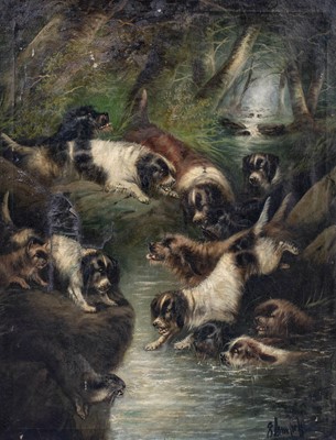 Lot 596 - Edward Armfield (1817-1896) "Otter at Bay"...