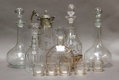 Lot 149 - Various cut glass and etched decanters;...