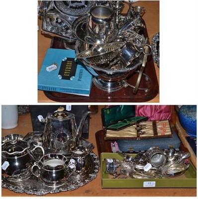 Lot 15 - A quantity of electroplate and a silver lustre three piece tea set