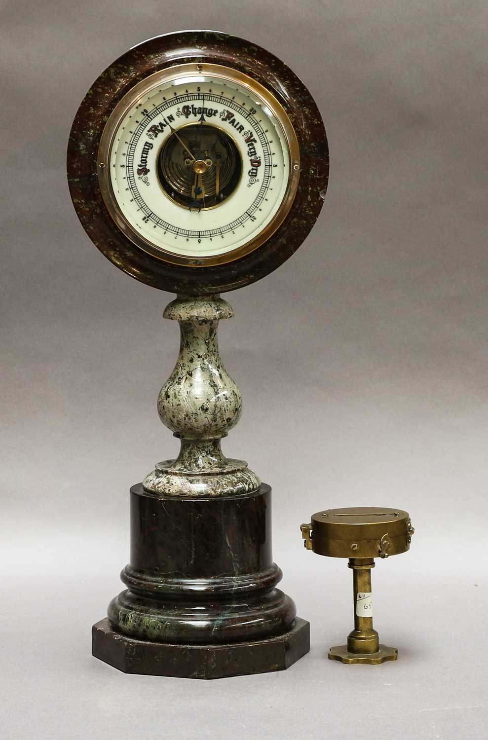 Lot 85 - A late Victorian marble standing aneroid...