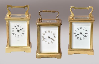 Lot 113 - Three brass carriage timepieces, 20th century (3)