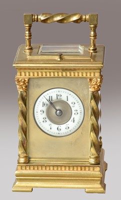 Lot 108 - A brass striking and repeating carriage clock,...