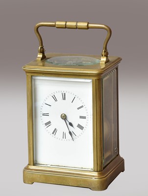 Lot 400 - A brass striking carriage clock, circa 1900,...