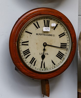 Lot 1270 - A mahogany, 12" wall timepiece, painted dial...