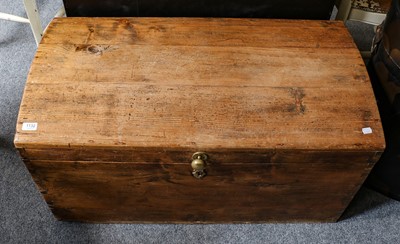 Lot 1132 - A 19th century pine dome-topped trunk, 95cm by...