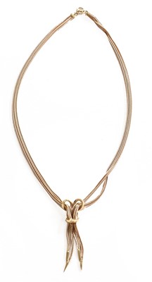 Lot 32 - A 9 carat gold fancy link necklace, length 43.5cm