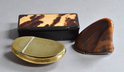 Lot 28 - Three various snuff-boxes, one oblong and with...