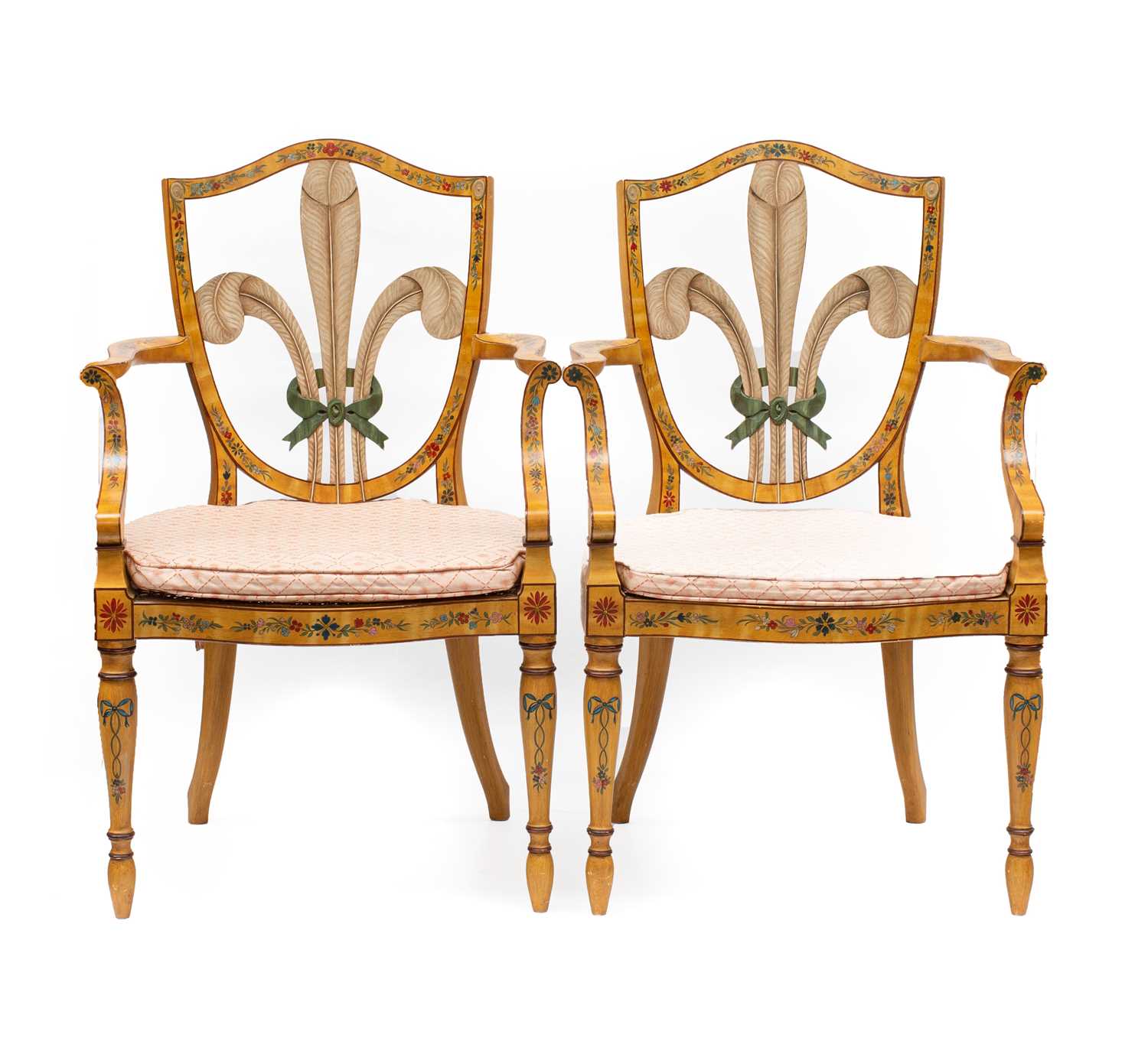 Lot 175 - A Pair of George III Style Painted Wood Elbow...